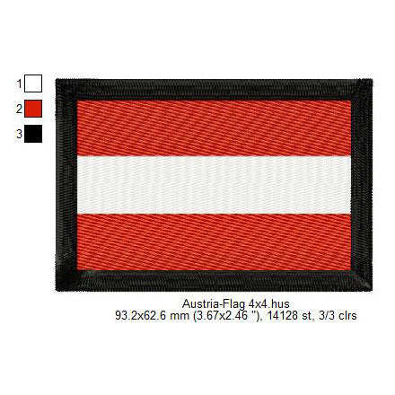 Austria Flag Austrians Machine Embroidery Digitized Design Files | Dst | Pes | Hus | VP3