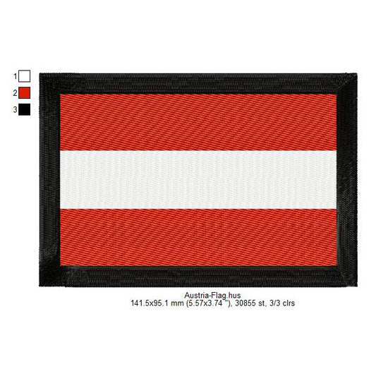 Austria Flag Austrians Machine Embroidery Digitized Design Files | Dst | Pes | Hus | VP3