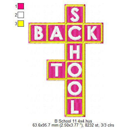 Back To School Puzzle Machine Embroidery Digitized Design Files