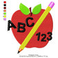 Apple Back To School ABC 123 Pencil Machine Embroidery Digitized Design Files