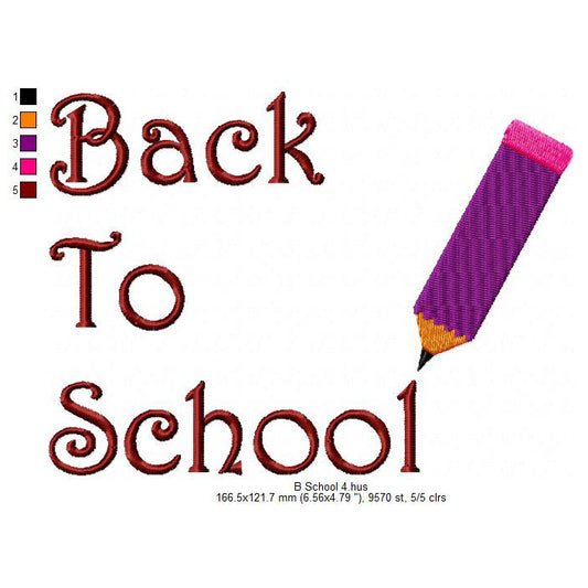 Back To School Pencil Writing Symbols Machine Embroidery Digitized Design Files