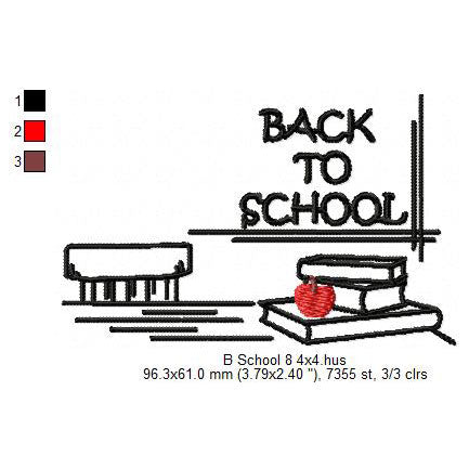 Back To School Apple On Book Table Board Machine Embroidery Digitized Design Files