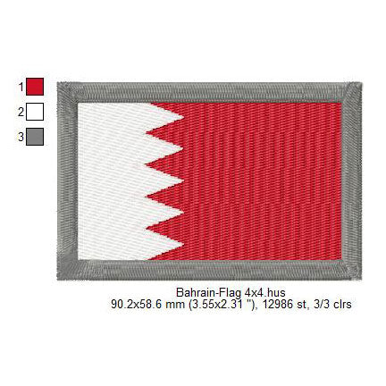 Bahrain Flag Baharna Machine Embroidery Digitized Design Files | Dst | Pes | Hus | VP3