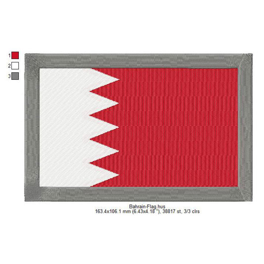 Bahrain Flag Baharna Machine Embroidery Digitized Design Files | Dst | Pes | Hus | VP3