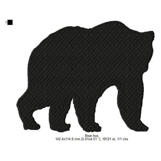 Bear Jungle Animal Silhouette Machine Embroidery Digitized Design Files