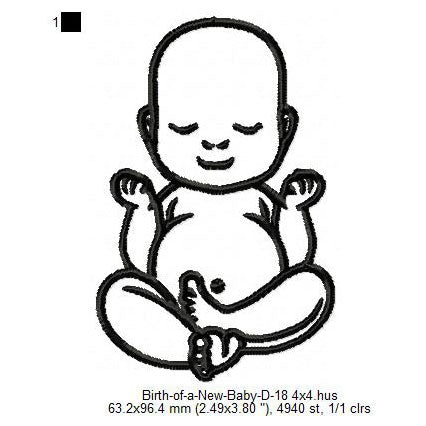 New Born Baby Child Toddler Line Art Machine Embroidery Digitized Design Files