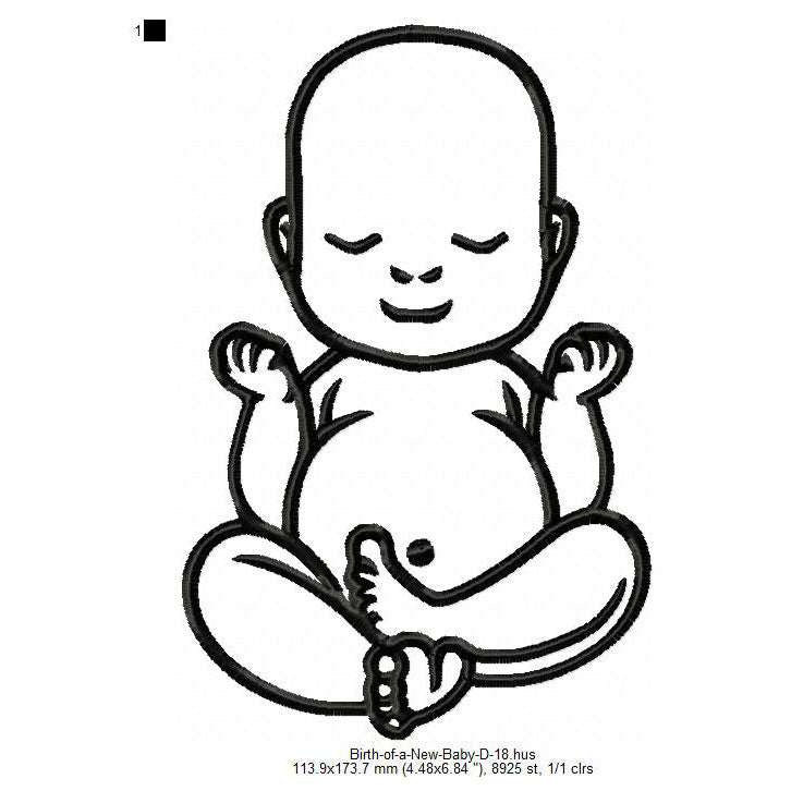 New Born Baby Child Toddler Line Art Machine Embroidery Digitized Design Files