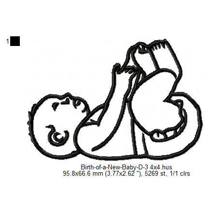 New Born Baby Toddler Line Art Machine Embroidery Digitized Design Files