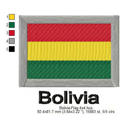 Bolivia Flag Bolivians Machine Embroidery Digitized Design Files | Dst | Pes | Hus | VP3