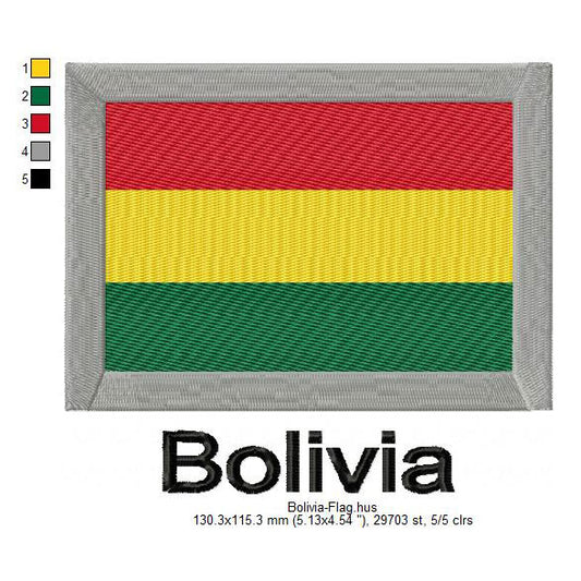 Bolivia Flag Bolivians Machine Embroidery Digitized Design Files | Dst | Pes | Hus | VP3