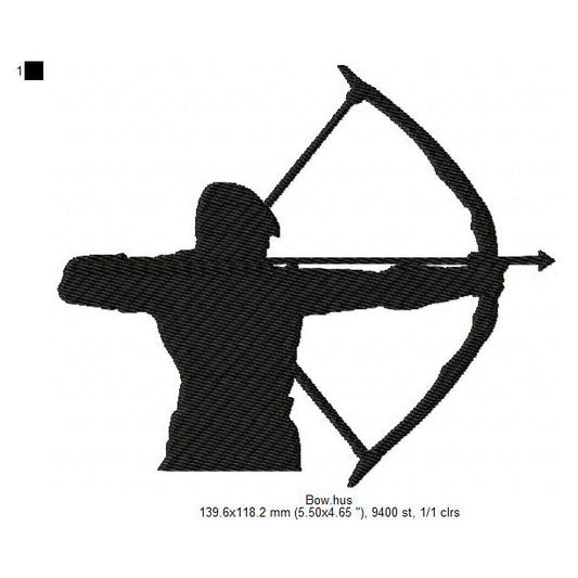 Bow Arrow Archer Archery Silhouette Machine Embroidery Digitized Design Files