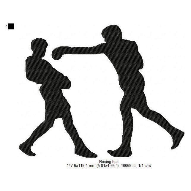 Boxing Player Silhouette Machine Embroidery Digitized Design Files