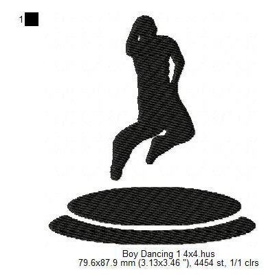 Young Man Boy Hip-Hop Dancing Silhouette Machine Embroidery Digitized Design Files