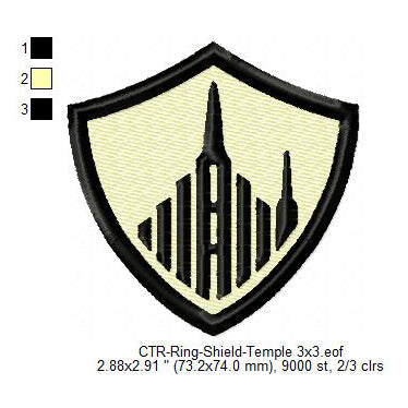 CTR Ring Shield Temple Silhouette Machine Embroidery Digitized Design Files