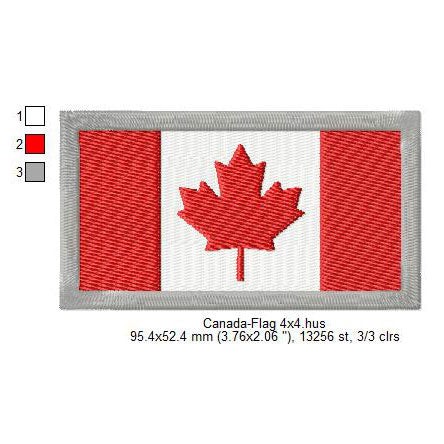 Canada Flag Canadian Machine Embroidery Digitized Design Files | Dst | Pes | Hus | VP3