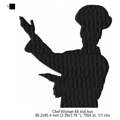 Chef Women Silhouette Machine Embroidery Digitized Design Files