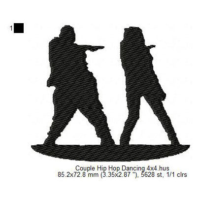 Young Couple Boy Girl Hip-Hop Dancing Silhouette Machine Embroidery Digitized Design Files