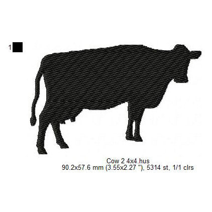 Cow Heifers Silhouette Machine Embroidery Digitized Design Files