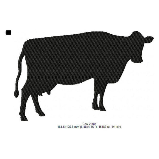 Cow Heifers Silhouette Machine Embroidery Digitized Design Files