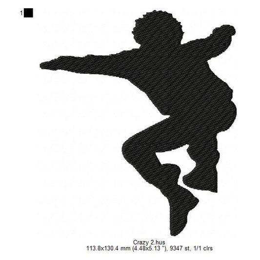 Young Man Boy Hip-Hop Dancing Silhouette Machine Embroidery Digitized Design Files