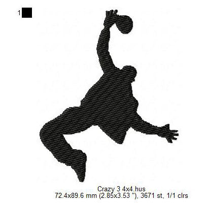 Young Man Boy Hip-Hop Dancing Silhouette Machine Embroidery Digitized Design Files