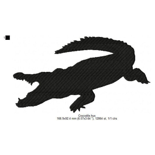 Crocodile Shadow Silhouette Machine Embroidery Digitized Design Files
