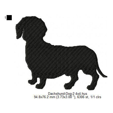 Dachshund Little Dog Silhouette Machine Embroidery Digitized Design Files