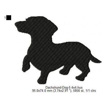 Dachshund Little Dog Silhouette Machine Embroidery Digitized Design Files