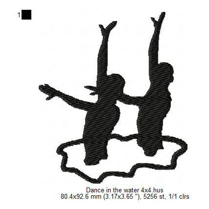 Synchronized Artistic Swimming Silhouette Machine Embroidery Digitized Design Files
