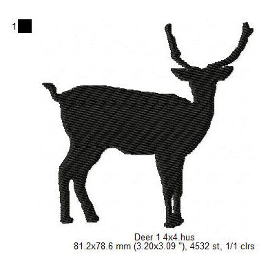 Deer Wild Jungle Animal Silhouette Machine Embroidery Digitized Design Files