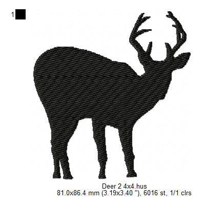 Deer Wild Jungle Animal Silhouette Machine Embroidery Digitized Design Files