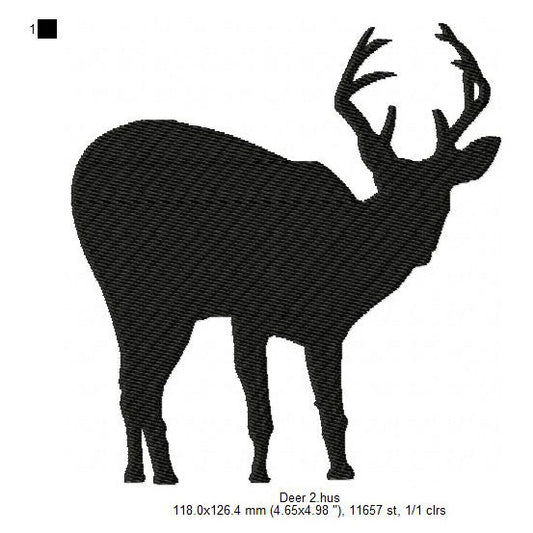 Deer Wild Jungle Animal Silhouette Machine Embroidery Digitized Design Files