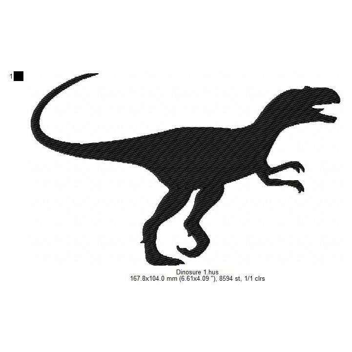 Dinosaur Shadow Silhouette Machine Embroidery Digitized Design Files