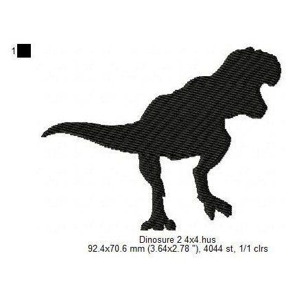 Tyrannosaurus Rex Dinosaur Shadow Silhouette Machine Embroidery Digitized Design Files