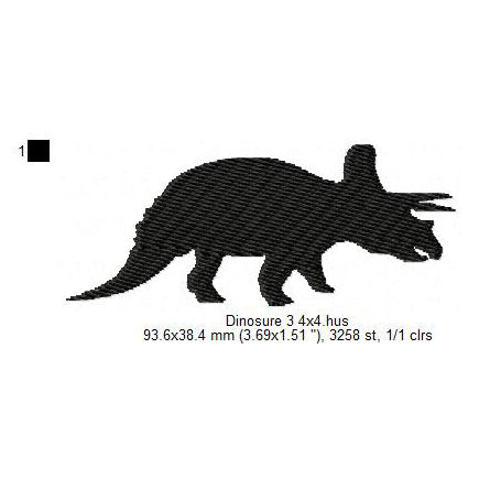 Triceratops Dinosaur Shadow Silhouette Machine Embroidery Digitized Design Files