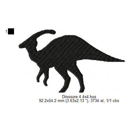 Parasaurolophus Dinosaur Shadow Silhouette Machine Embroidery Digitized Design Files