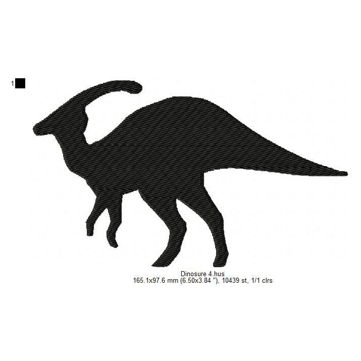 Parasaurolophus Dinosaur Shadow Silhouette Machine Embroidery Digitized Design Files