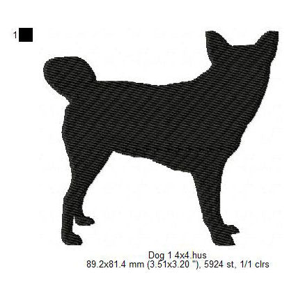 Norwegian Buhund Dog Silhouette Machine Embroidery Digitized Design Files