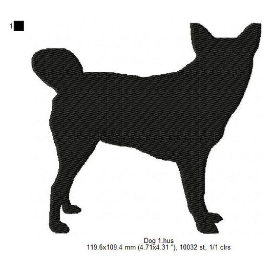 Norwegian Buhund Dog Silhouette Machine Embroidery Digitized Design Files