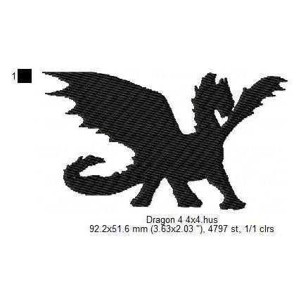 Dragon Shadow Silhouette Machine Embroidery Digitized Design Files