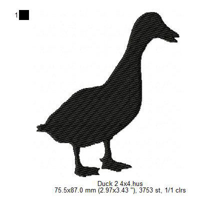 Duck Silhouette Machine Embroidery Digitized Design Files