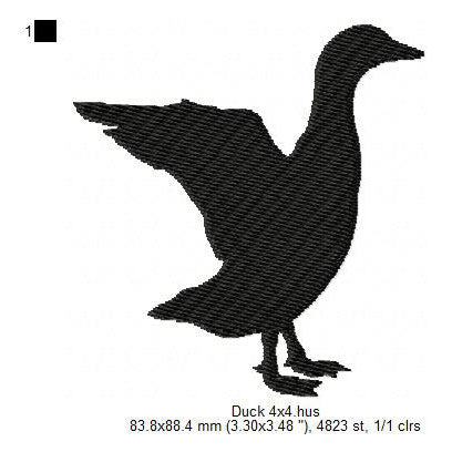 Duck Silhouette Machine Embroidery Digitized Design Files