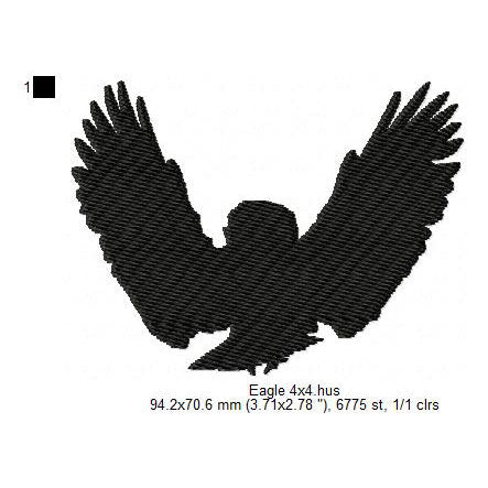 Eagle Bird Silhouette Machine Embroidery Digitized Design Files