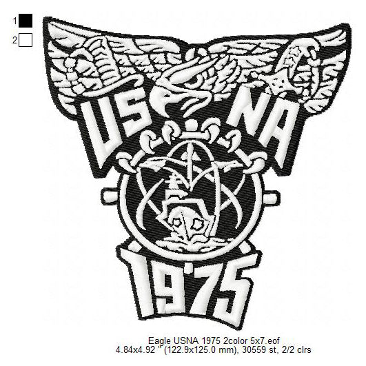 US Navy 1975 Eagle Insignia Patch Machine Embroidery Digitized Design Files