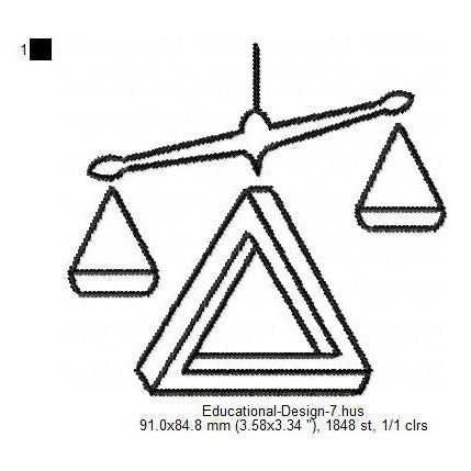 Balance Scale Comparison Icon Symbols Machine Embroidery Digitized Design Files