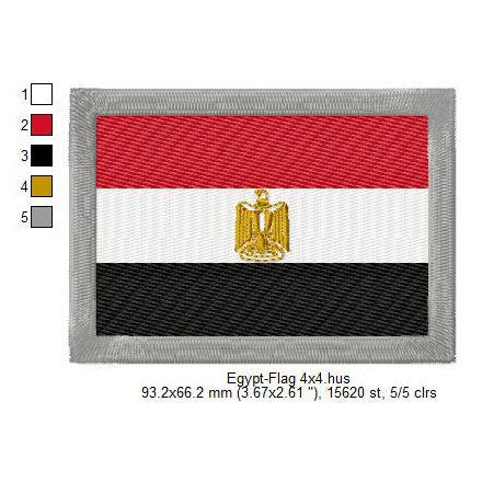 Egypt Flag Egyptian Machine Embroidery Digitized Design Files | Dst | Pes | Hus | VP3