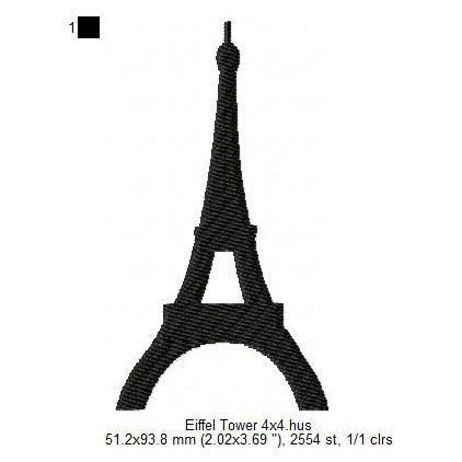 Eiffel Tower Shadow Silhouette Machine Embroidery Digitized Design Files