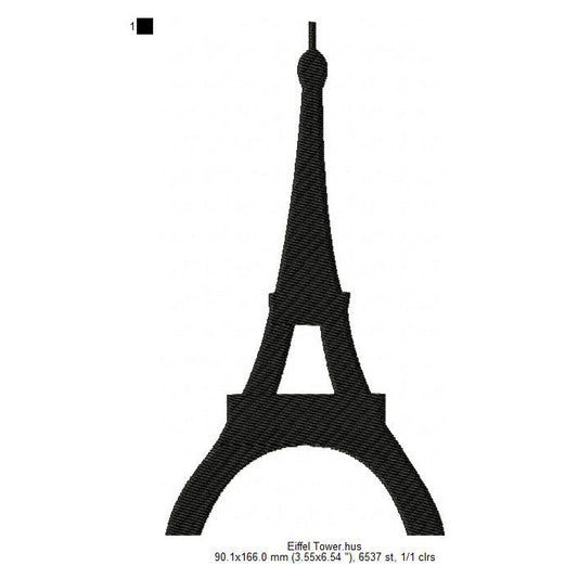 Eiffel Tower Shadow Silhouette Machine Embroidery Digitized Design Files