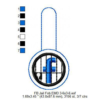 FB Jail Fob Key Ring Patch Embroidery Machine Embroidery Digitized Design Files