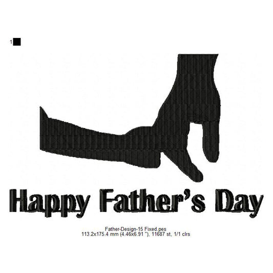 Holding Finger Father's Day Wishing Silhouette Machine Embroidery Digitized Design Files